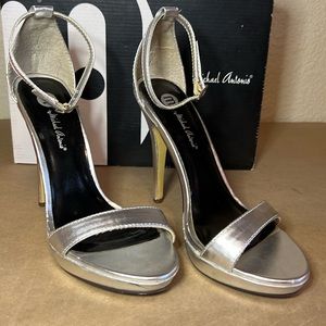 Michael Antonio Silver Strappy Heels